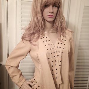 100% Real Leather size Medium Blonde color Silver Studs Thru out, Easy wear